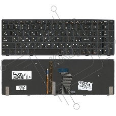 Клавиатура для ноутбука Lenovo IdeaPad Y580 черная с черной рамкой с подсветкой