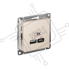 Механизм розетки USB AtlasDesign A+С 5В/2.4А 2х5В/1.2А беж. SchE ATN000239