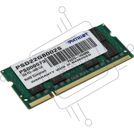 Модуль памяти Patriot SO-DIMM DDR2 2Gb 800MHz Patriot PSD22G8002S RTL PC2-6400 CL6 SO-DIMM 200-pin 1.8В