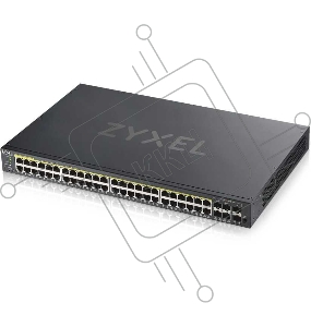 Коммутатор ZYXEL GS1920-48HPv2 Hybrid Smart switch PoE+ Zyxel Nebula Flex, 44xGE PoE+, 4xCombo (SFP/RJ-45 PoE+), 2xSFP, budget PoE 375W, Standalone / cloud management