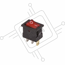 Выключатель клавишный 12V 15А (3с) ON-OFF красный  с подсветкой  Mini  REXANT