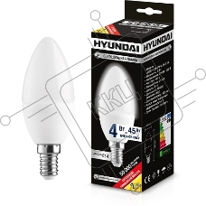 Лампа светодиодная HYUNDAI LED02-C35-4W-4.5K-E14 (белый свет) cерия Candle (уп-ка 20/100шт)