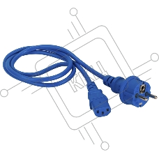 Шнур питания Lanmaster C13-Schuko прямая, 3х0.75, 220В, 10А, синий, 1.5 метра
