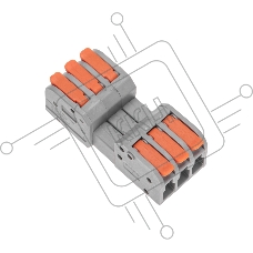 Клемма Rexant СМК 222-423R проходная разъемная 3 полюса серый 0,2-2,5/4 мм² (блистер 5 шт/уп)