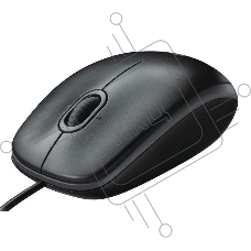Мышь проводная Logitech B100 черный, 1000 dpi, USB, кнопки - 3