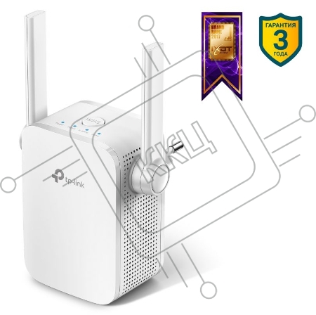 Усилитель TP-Link Wi-Fi AC750 Wi-Fi Range Extender, Wall Plugged,  433Mbps at 5GHz + 300Mbps at 2.4GHz, 802.11ac/a/b/g/n, 1 10/100M LAN, WPS button, 2 fixed antennas поставляется без кабеля RJ-45