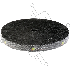 Хомут-липучка LANMASTER шириной 20 мм, 30 м, черный