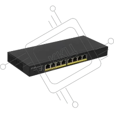 Коммутатор Smart L2 PoE+ Zyxel GS1900-8HP, 8xGE PoE+, настольный, бесшумный, бюджет PoE 70 Вт