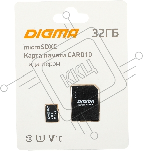 Флеш карта microSDXC 32Gb Class10 Digma CARD10 + adapter