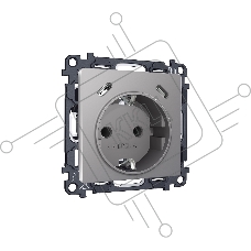 Комплект механизма электрической розетки 2USB С+C 20W с/з на винтовых зажимах 16A-250V ALFA Сталь матовый QUANT (AP5105, VM165) MA510510