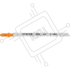 Полотна STAYER, T301CD, для эл/лобзика, HCS, по дереву, T-хвост., шаг 3мм, 90мм, 2шт