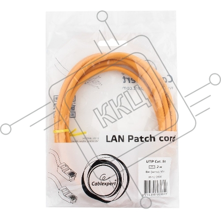 Патч-корд UTP Cablexpert кат.5e, 2м, литой, многожильный (оранжевый)