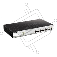Коммутатор D-Link DGS-1210-10MP/F3A Smart L2 Switch 8х1000Base-T PoE, 2х1000Base-X SFP, PoE Budget 130W, Compact CLI