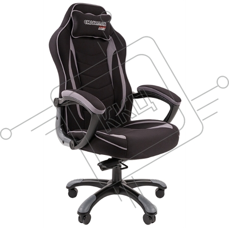 Игровое кресло Chairman game 28  чёрное/серое (ткань, пластик, газпатрон 3 кл, ролики, механизм качания)