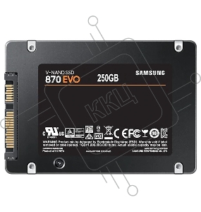 Накопитель SSD Samsung 250GB 870 EVO, V-NAND 3-bit MLC, MGX, 2.5'' SATA 6Gb/s, R560/W530, IOPs 98000/88000