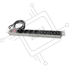 Блок розеток Rem-10 с выкл., 4 Sсhuko, 6 IEC 60320 C13, 10 A, алюм., 19