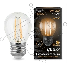Лампа светодиодная Filament Шар E27 5Вт 2700К GAUSS 105802105