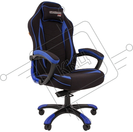Игровое кресло Chairman game 28 чёрное/синее (ткань, пластик, газпатрон 3 кл, ролики, механизм качания)