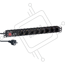 Блок розеток горизонтальный ExeGate ServerPro PDU-19H807 Al-8S-EU2-SW-SPD1, 19