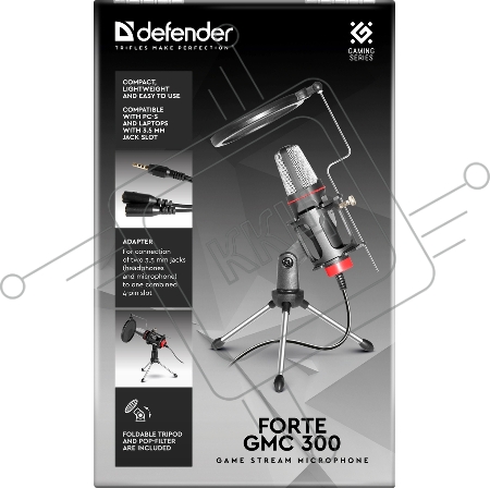 Микрофон Defender Forte GMC 300 3,5 мм, провод 1.5 м [64630]
