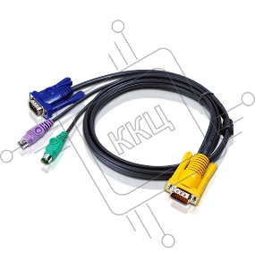 Кабель ATEN KVM Cable 2L-5203P Кабель для KVM: 2*PS/2(m)+DB15(m) (PC) -на- SPHD15(m) (KVM), 3м