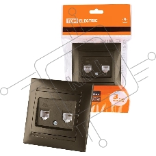 Розетка телефонная RJ11 + компьютерная RJ45 бронза 