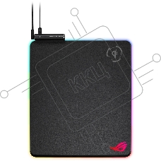 ASUS ROG Balteus Qi Игровой коврик для мыши (черный, беспроводная зарядка, RGB подсветка, USB 2.0, 370 x 320 x 7.9 mm, каучук, нетканый материал, 90MP0120-B0UA00)