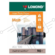 Фотобумага LOMOND Односторонняя Матовая, 90г/м2,A3 (29,7X42)/100л. для струйной печати