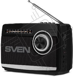 Радиоприёмник SVEN SRP-535 чёрный (3 Вт, FM/AM/SW, USB, SD/microSD, 900 мАч, 2 х D/UM, фонарь)