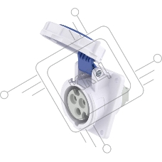 DKC Розетка панельная с наклоном PAS IP67 16А 2P+E 230В