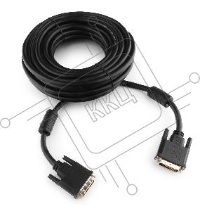 Кабель DVI-D dual link Gembird/Cablexpert CC-DVI2-BK-10M, 25M/25M, 10м, черный, экран, феррит.кольца, пакет