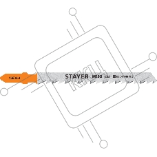 Полотна STAYER, T144D, для эл/лобзика, HCS, по дереву, ДВП, ДСП, T-хвост., шаг 4мм, 75мм, 2шт
