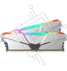 Модуль памяти DDR4 Netac Shadow RGB 16GB (2x8GB) 3600MHz CL16 1.35V / NTSRD4P36DP-16S / Silver / with radiator