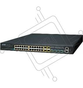 Коммутатор PLANET Layer 3 24-Port 10/100/1000T 802.3at POE + 4-Port 10G SFP+ Stackable Managed Gigabit Switch (370W)