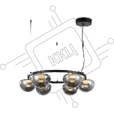 Подвесной светодиодный светильник Ambrella light LH12003/6 BK/GD/SM черный/золото/дымчатый 36W 3000K D760*175