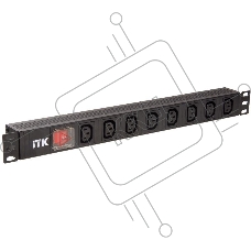 Блок розеток 8 мест PDU 19дюймов IEC320 C13 PH12-8C133 с LED выкл. алюм. профиль1U вход C14 без шнура ITK PH12-8C133