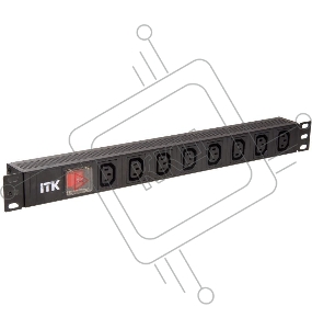 Блок розеток 8 мест PDU 19дюймов IEC320 C13 PH12-8C133 с LED выкл. алюм. профиль1U вход C14 без шнура ITK PH12-8C133