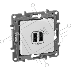 Зарядное устройство с двумя USB-разьемами 240В/5В 2400мА, Etika, белый Зарядное устройство с двумя USB-разьемами 240В/5В 2400мА, Etika, белый