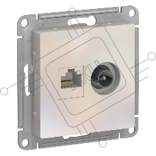 Розетка двойная комп+ТВ, RJ45+TV, кат.5E, механизм  ATN000489  Schneider Electric Жемчуг