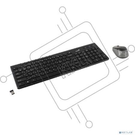 Комплект беспроводной Genius Smart KM-8230 BLACK, клавиатура+мышь, USB, 1 мини-ресивер на оба устройства. Клавиатура: 104 клавиши кнопка SmartGenius, клавиши т