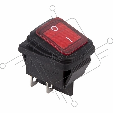 Выключатель клавишный 250V 15А (4с) ON-OFF красный  с подсветкой  ВЛАГОЗАЩИТА  Rexant