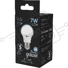 Лампа светодиодная Gauss 7Вт цок.:E27 шар 220B 4100K св.свеч.бел.ней. A60 (упак.:10шт) (102502207)