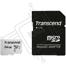 Флеш карта Micro SecureDigital 64Gb Transcend Class 10 TS64GUSD300S-A  {MicroSDXC Class 10 UHS-I, SD adapter}