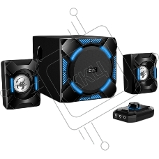 Компьютерные игровые колонки Genius SW-G2.1 1200, 100-240В,36Вт (Сабвуфер: 24Вт, Сателлиты: 6Втx2), мощные басы, синяя подстветка, блок управления, разъем