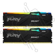 Оперативная память Kingston Fury Beast, DDR5, 32GB (2x16GB), 6000MHz, CL36, DIMM, с радиаторами, RGB, черный