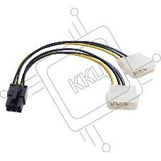 Переходник питания PCI-Express 6pin (от 2х разъемов Molex (IDE) блока питания), 15см Exegate EX138937RUS