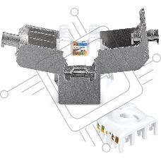 Модуль универсальный Cabeus, keystone, 1хRJ45(8P8C), Toolless, кат. 5е, экр., белый
