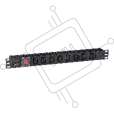 Блок розеток горизонтальный ExeGate ServerPro PDU-19H808 Al-8С13-C14-SW, 1U, Алюминий, 8 IEC 320 C13, С14, выкл. с подсветкой, черный