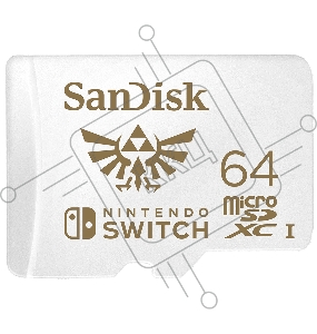 Карта памяти SanDisk and Nintendo Cobranded microSDXC SQXAT, 64GB, V30, U3, C10, A1, UHS-1, 100MB/s R, 60MB/s W, 4x6, Lifetime Limited