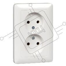 Розетка WESSEN RS16-235-B  ХИТ белый 2-ая б/з 10А скрытый монтаж